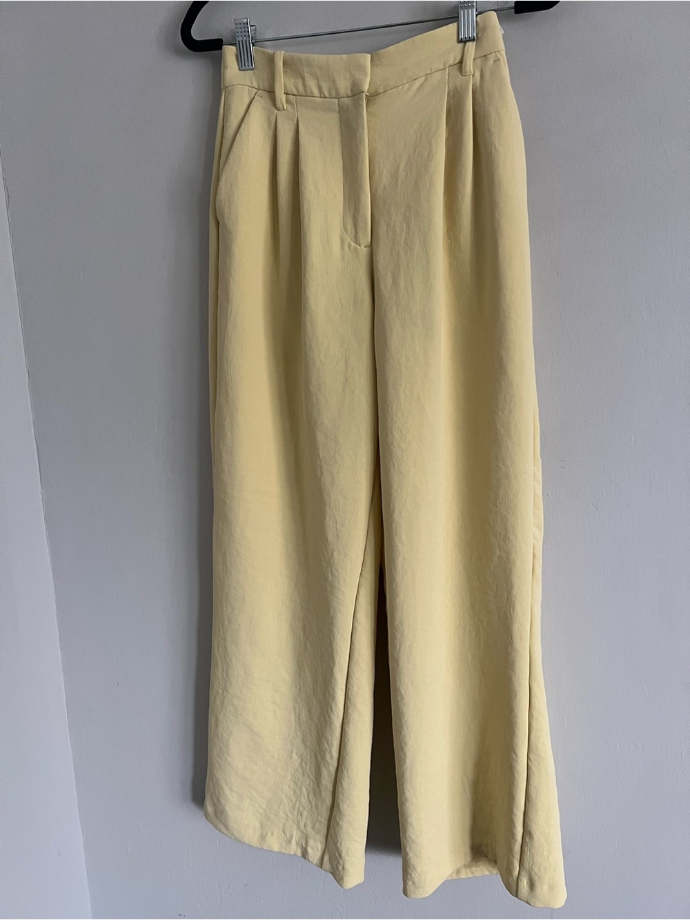 Abercrombie & Fitch A&F Sloane Tailored Wide Leg Pants Butter Yellow Sz 4S - Picture 6 of 13
